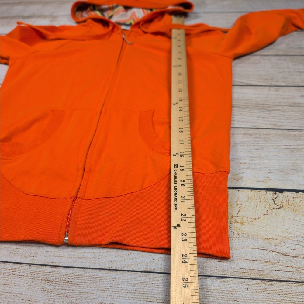 Alo Yoga Full Zip Hoodie‎ Jacket Women's Medium Orange Activewear Striped Hood - Picture 4 of 7